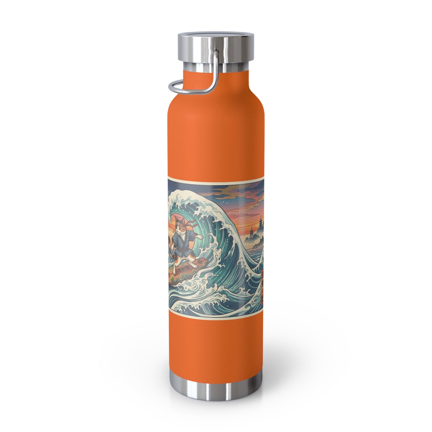 NekoPunch Original | 22oz Sunset & wave Mt. Fuji Surf Insulated Water Bottle