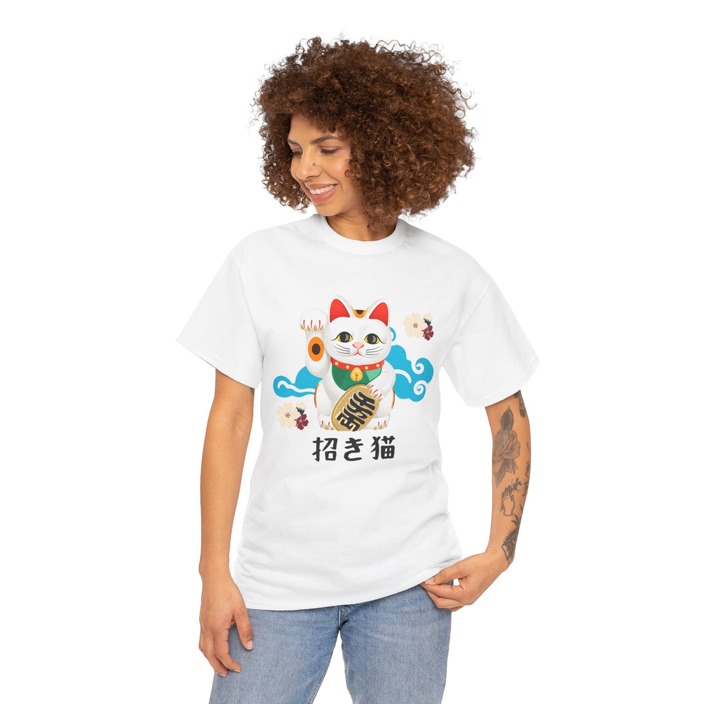 NekoPunch Original T-Shirt – “Lucky Cat” (招き猫) | Unisex Heavy Cotton Tee