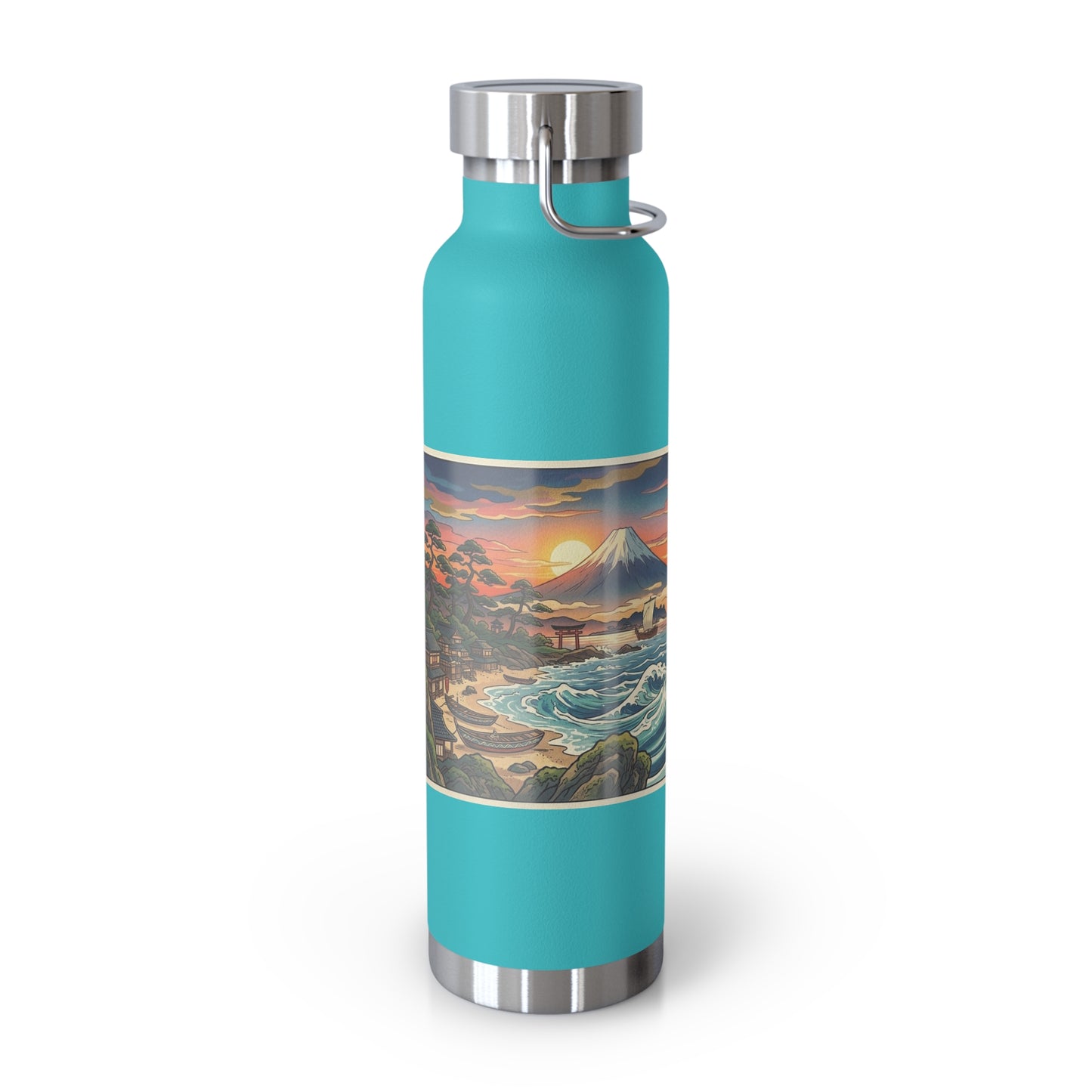 NekoPunch Original | 22oz Sunset & wave Mt. Fuji Surf Insulated Water Bottle