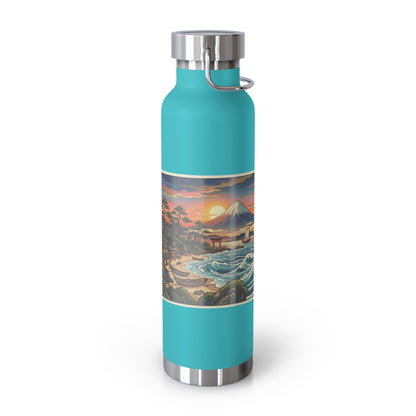 NekoPunch Original | 22oz Sunset & wave Mt. Fuji Surf Insulated Water Bottle