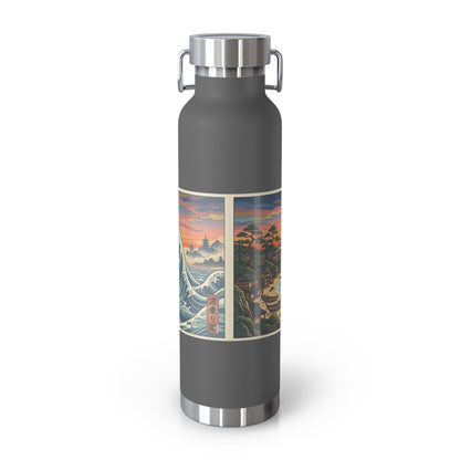 NekoPunch Original | 22oz Sunset & wave Mt. Fuji Surf Insulated Water Bottle