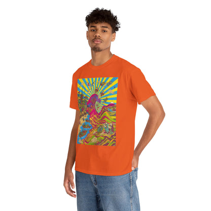 NekoPunch Original | Psychedelic Ocean Wave T-Shirt - Girl | Unisex Heavy Cotton Tee
