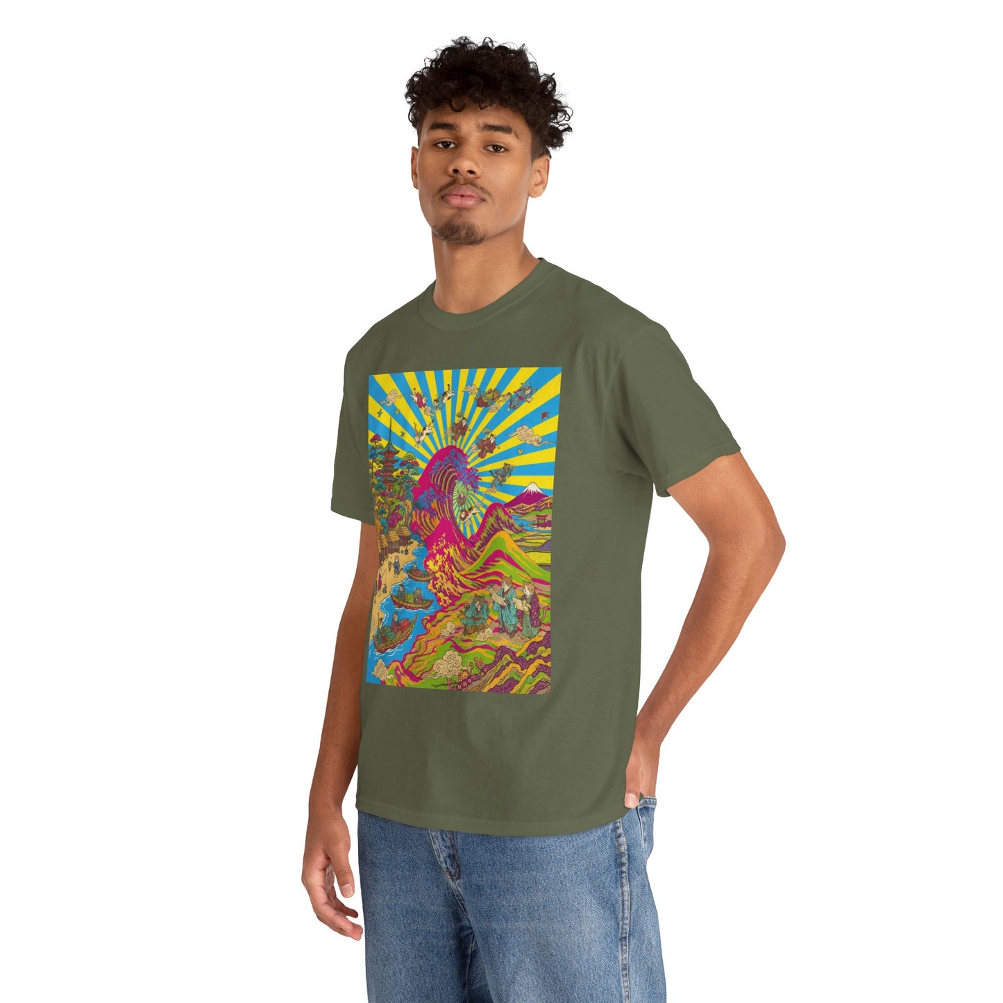 NekoPunch Original | Psychedelic Ocean Wave T-Shirt - Girl | Unisex Heavy Cotton Tee