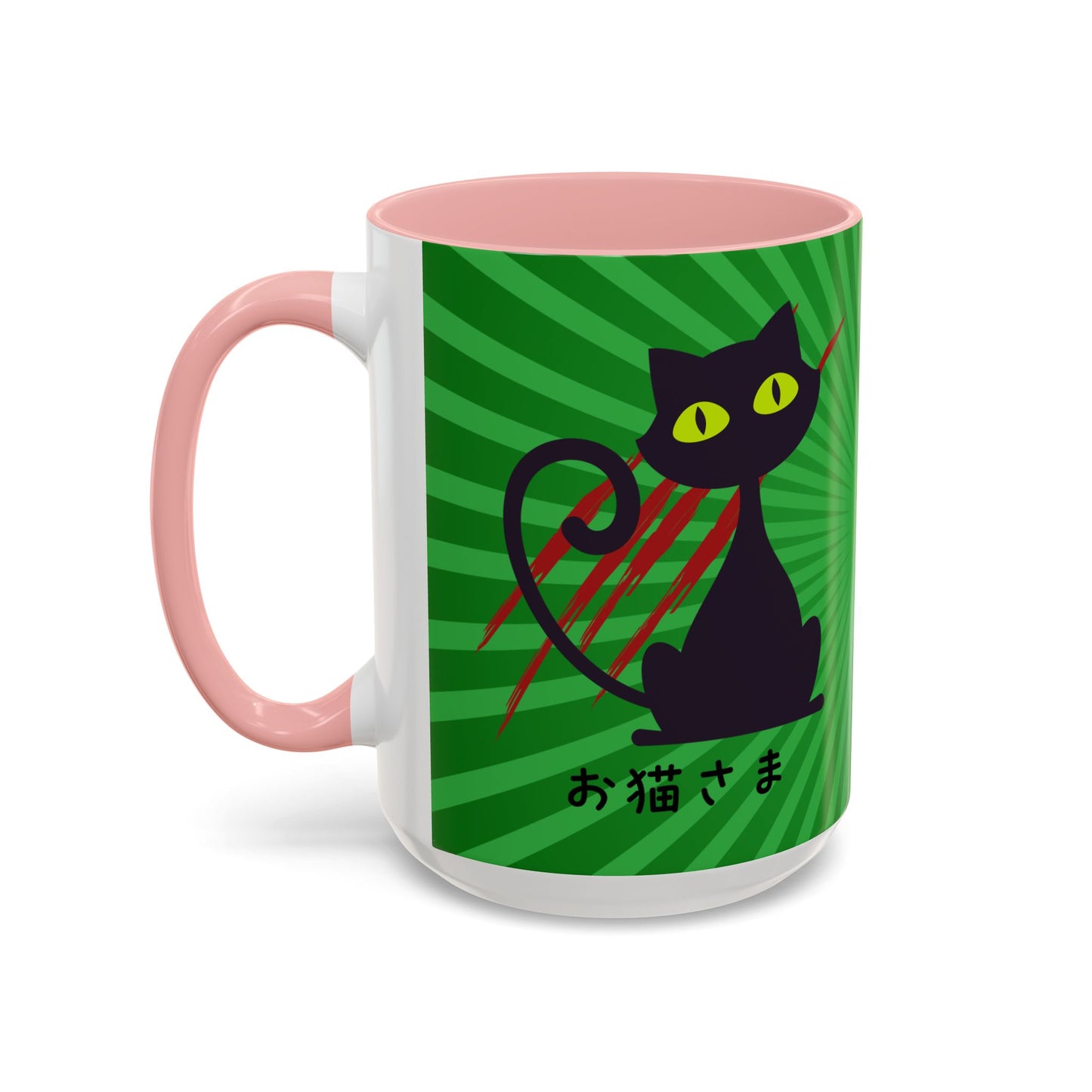Scratchy Cat - Accent Coffee Mug (15oz) - Oneko-sama - Japanese Calligraphy