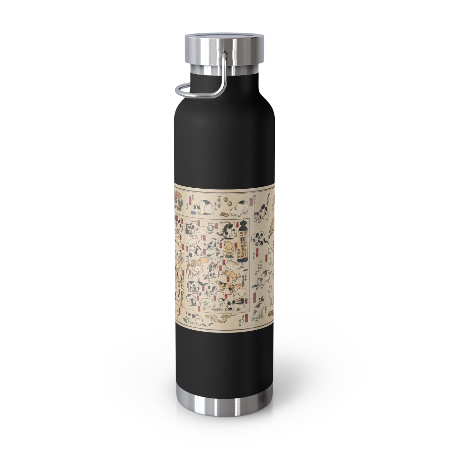 NekoPunch Original | 22oz Retro Japanese Cat Pattern Insulated Water Bottle