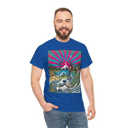 NekoPunch Original | Retro Japanese Wave & Beach T-Shirt - Girl | Unisex Heavy Cotton Tee