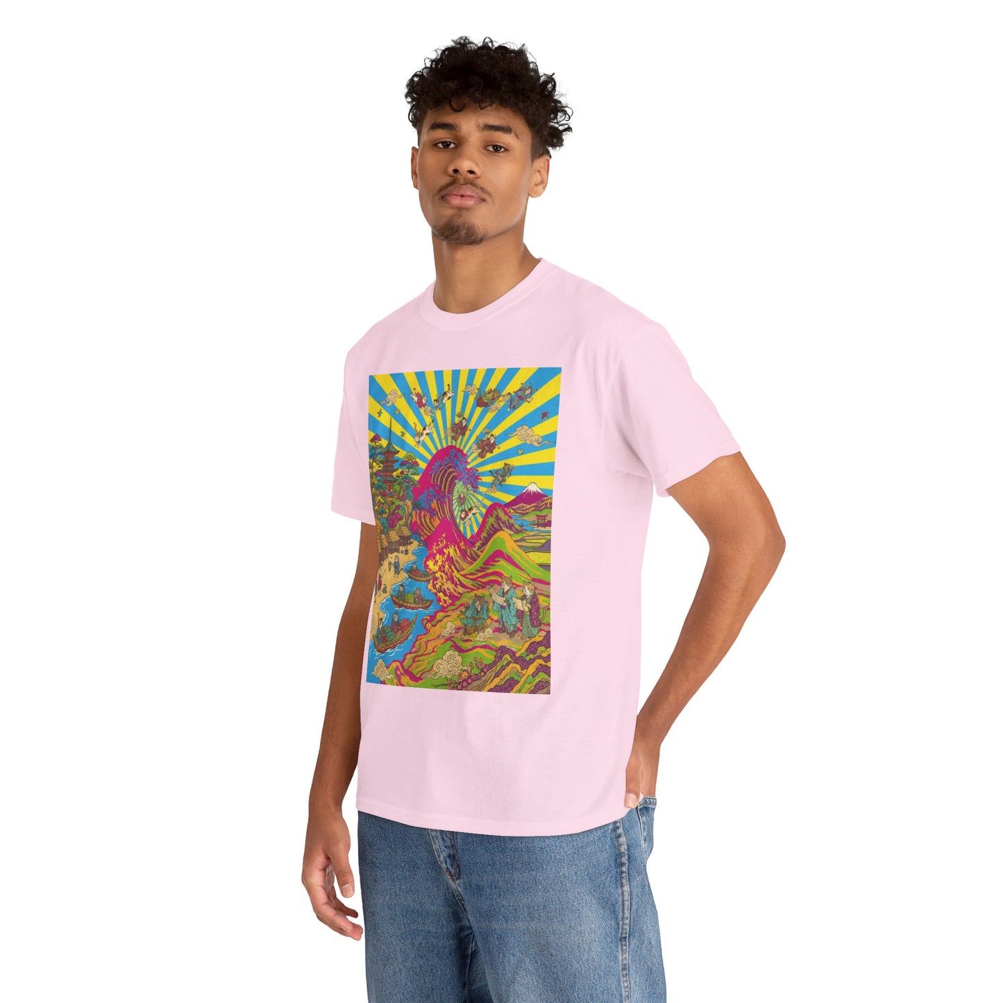 NekoPunch Original | Psychedelic Ocean Wave T-Shirt - Girl | Unisex Heavy Cotton Tee