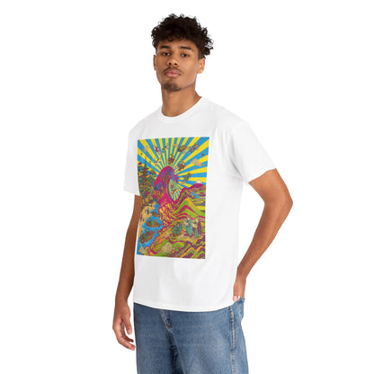 NekoPunch Original | Psychedelic Ocean Wave T-Shirt - Girl | Unisex Heavy Cotton Tee