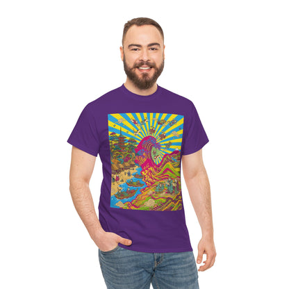 NekoPunch Original | Psychedelic Ocean Wave T-Shirt - Girl | Unisex Heavy Cotton Tee