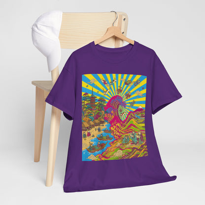 NekoPunch Original | Psychedelic Ocean Wave T-Shirt - Girl | Unisex Heavy Cotton Tee