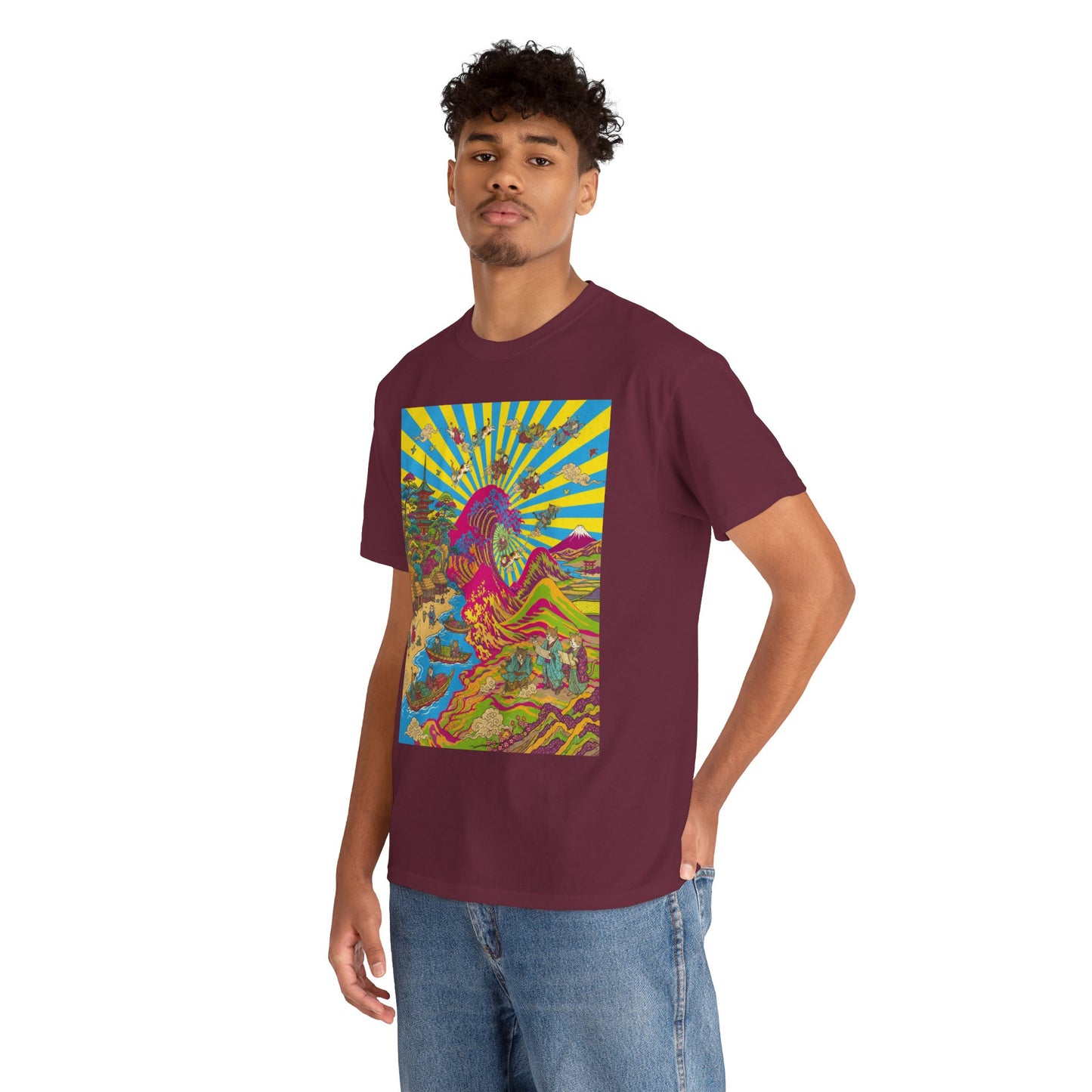 NekoPunch Original | Psychedelic Ocean Wave T-Shirt - Girl | Unisex Heavy Cotton Tee