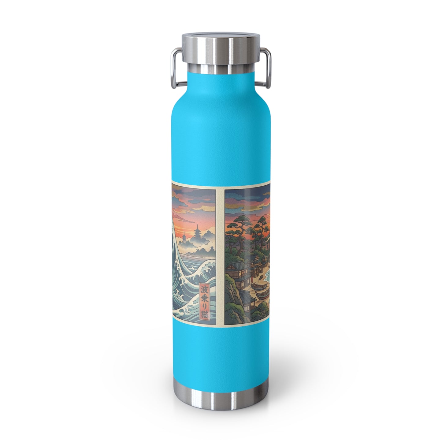 NekoPunch Original | 22oz Sunset & wave Mt. Fuji Surf Insulated Water Bottle