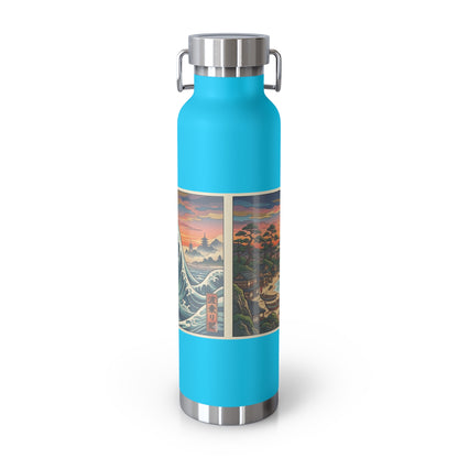 NekoPunch Original | 22oz Sunset & wave Mt. Fuji Surf Insulated Water Bottle