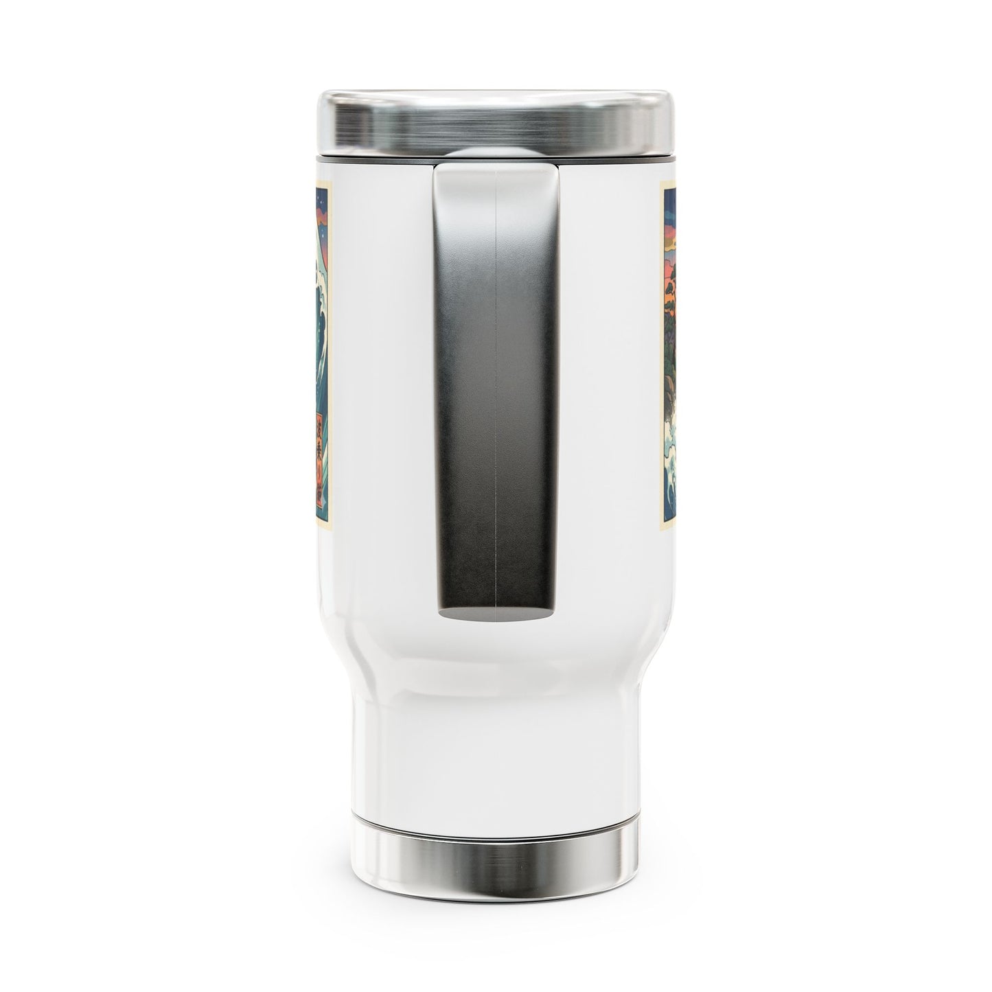 NekoPunch Original | 14oz Sunset & wave Mt. Fuji Surf Stainless Steel Travel Mug