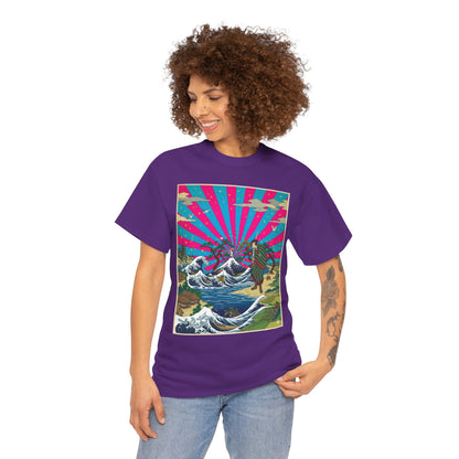 NekoPunch Original | Retro Japanese Wave & Beach T-Shirt - Samurai | Unisex Heavy Cotton Tee