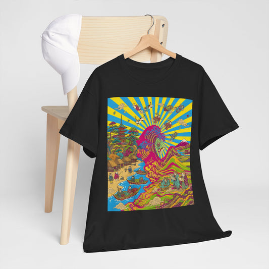 NekoPunch Original | Psychedelic Ocean Wave T-Shirt - Girl | Unisex Heavy Cotton Tee