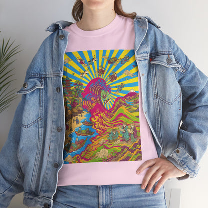 NekoPunch Original | Psychedelic Ocean Wave T-Shirt - Girl | Unisex Heavy Cotton Tee