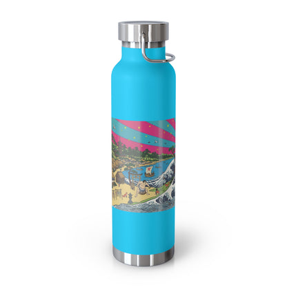 NekoPunch Original | 22oz Retro Japanese Wave & Beach Insulated Water Bottle - Girl