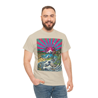 NekoPunch Original | Retro Japanese Wave & Beach T-Shirt - Girl | Unisex Heavy Cotton Tee