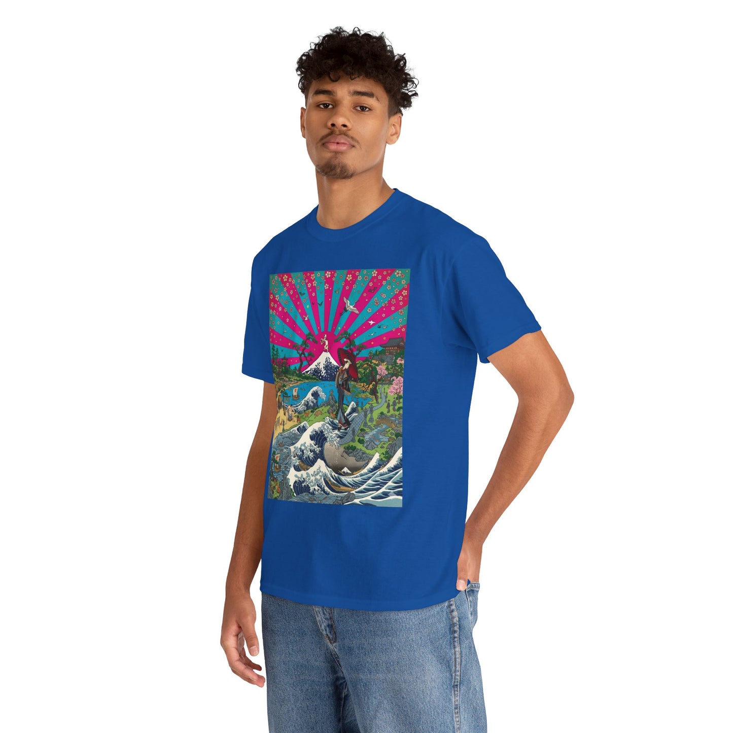 NekoPunch Original | Retro Japanese Wave & Beach T-Shirt - Girl | Unisex Heavy Cotton Tee