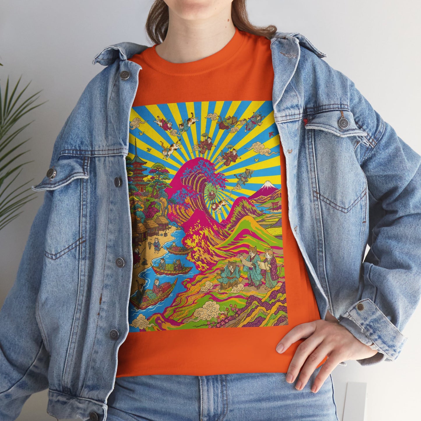 NekoPunch Original | Psychedelic Ocean Wave T-Shirt - Girl | Unisex Heavy Cotton Tee