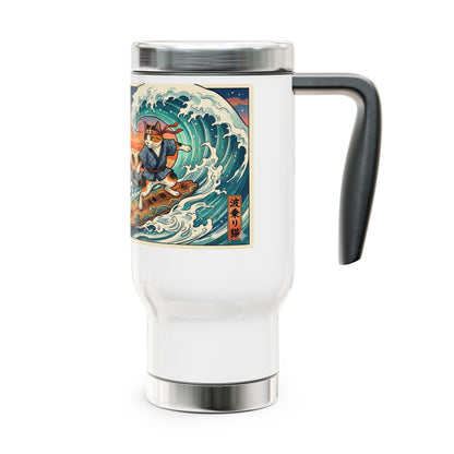 NekoPunch Original | 14oz Sunset & wave Mt. Fuji Surf Stainless Steel Travel Mug
