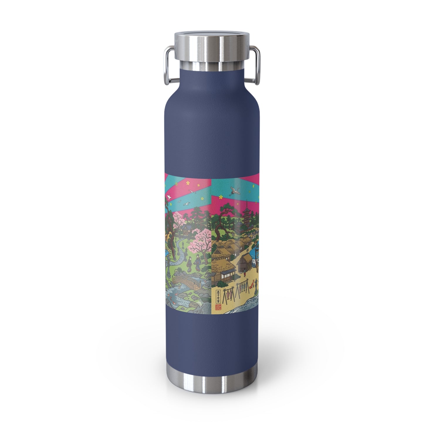 NekoPunch Original | 22oz Retro Japanese Wave & Beach Insulated Water Bottle - Girl