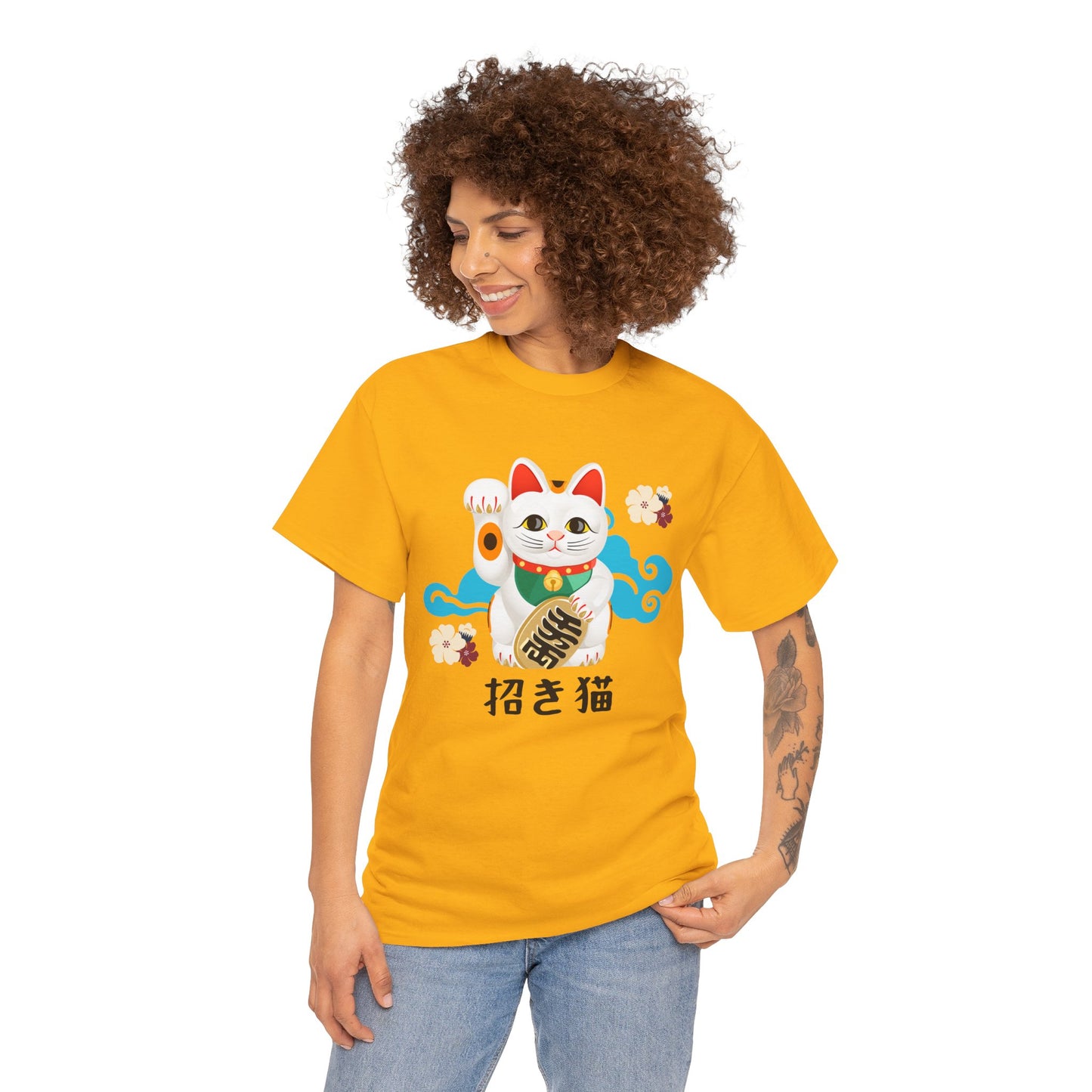 NekoPunch Original T-Shirt – “Lucky Cat” (招き猫) | Unisex Heavy Cotton Tee