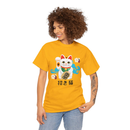 NekoPunch Original T-Shirt – “Lucky Cat” (招き猫) | Unisex Heavy Cotton Tee