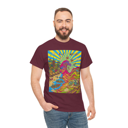 NekoPunch Original | Psychedelic Ocean Wave T-Shirt - Girl | Unisex Heavy Cotton Tee