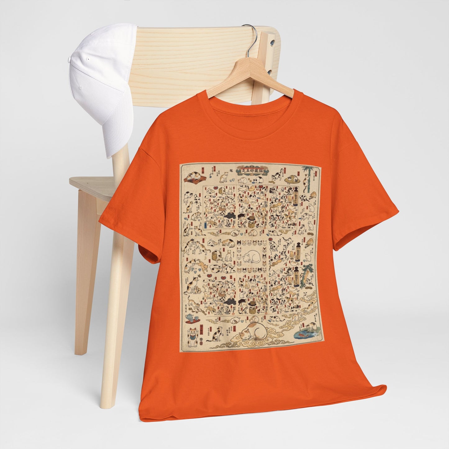 NekoPunch Original | Retro Japanese Cat Pattern T-Shirt | Unisex Heavy Cotton Tee