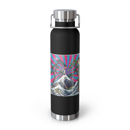 NekoPunch Original | 22oz Retro Japanese Wave & Beach Insulated Water Bottle - Samurai