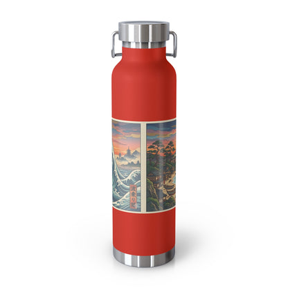 NekoPunch Original | 22oz Sunset & wave Mt. Fuji Surf Insulated Water Bottle