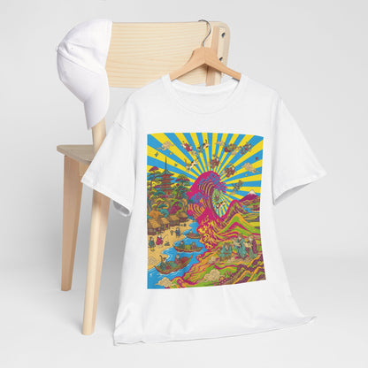 NekoPunch Original | Psychedelic Ocean Wave T-Shirt - Girl | Unisex Heavy Cotton Tee