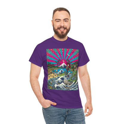 NekoPunch Original | Retro Japanese Wave & Beach T-Shirt - Girl | Unisex Heavy Cotton Tee
