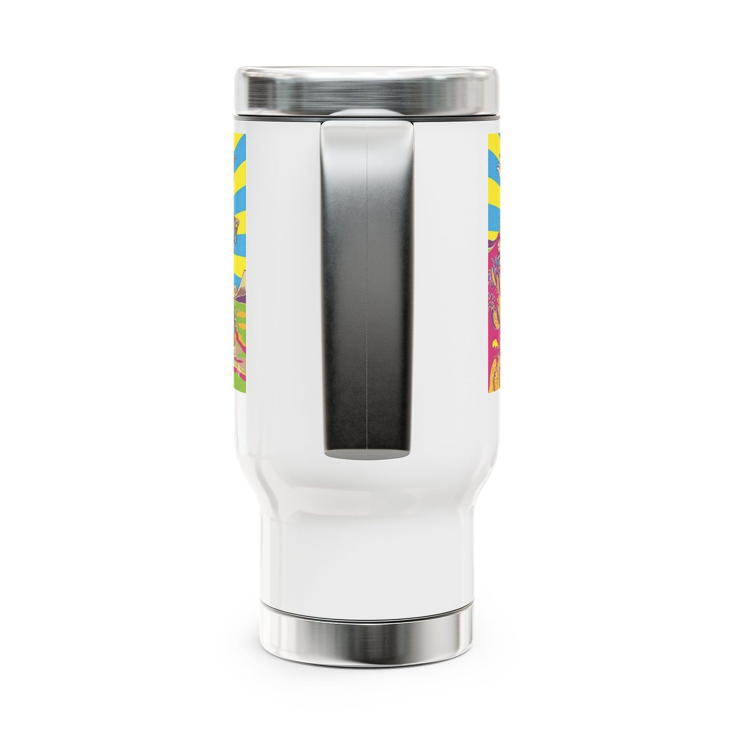 NekoPunch Original | 14oz Psychedelic Ocean Wave Stainless Steel Handle Travel Mug