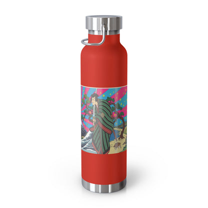 NekoPunch Original | 22oz Retro Japanese Wave & Beach Insulated Water Bottle - Samurai