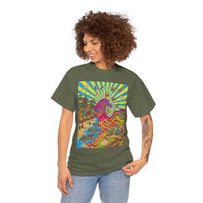NekoPunch Original | Psychedelic Ocean Wave T-Shirt - Girl | Unisex Heavy Cotton Tee