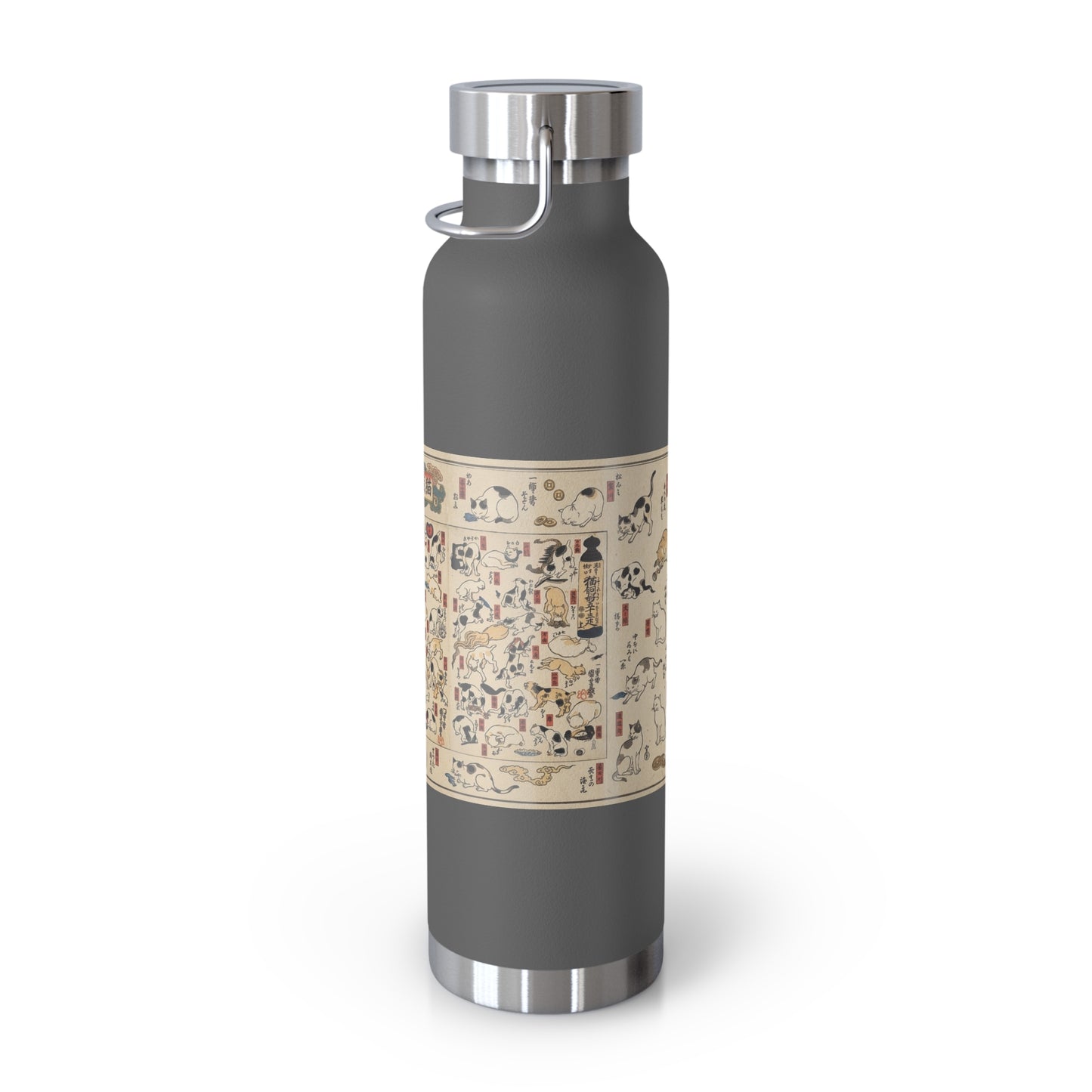 NekoPunch Original | 22oz Retro Japanese Cat Pattern Insulated Water Bottle