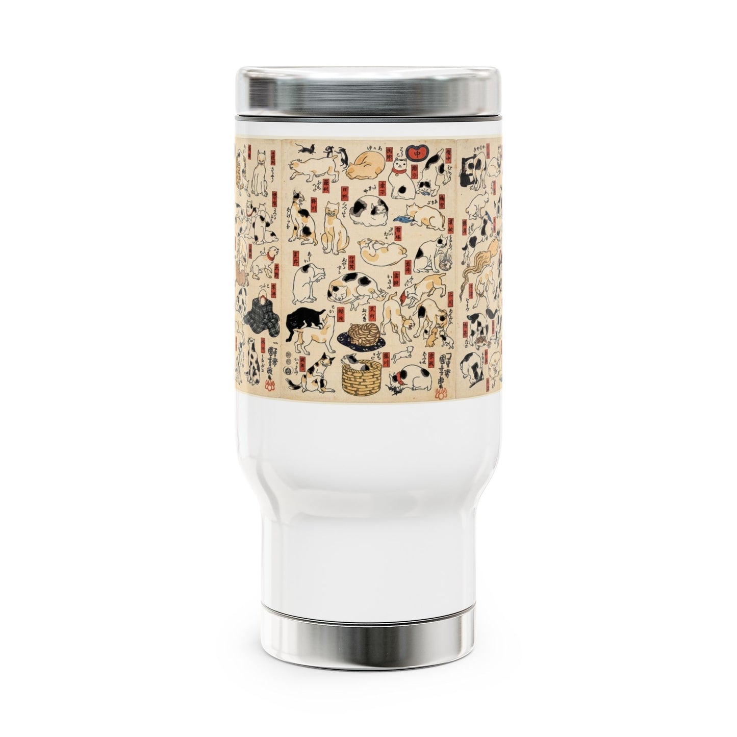 NekoPunch Original | 14oz Retro Japanese Cat Pattern Stainless Steel Travel Mug