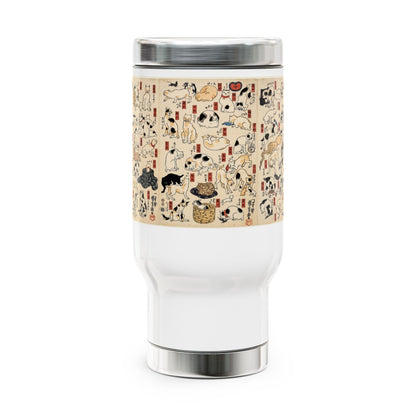 NekoPunch Original | 14oz Retro Japanese Cat Pattern Stainless Steel Travel Mug