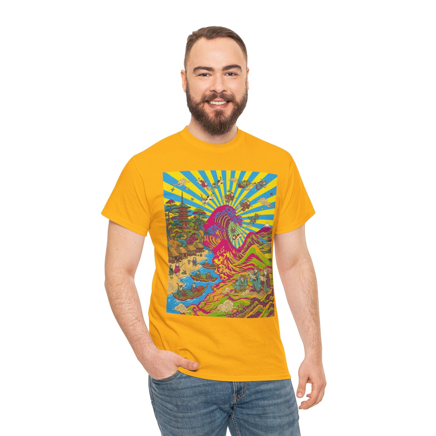 NekoPunch Original | Psychedelic Ocean Wave T-Shirt - Girl | Unisex Heavy Cotton Tee