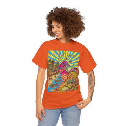NekoPunch Original | Psychedelic Ocean Wave T-Shirt - Girl | Unisex Heavy Cotton Tee
