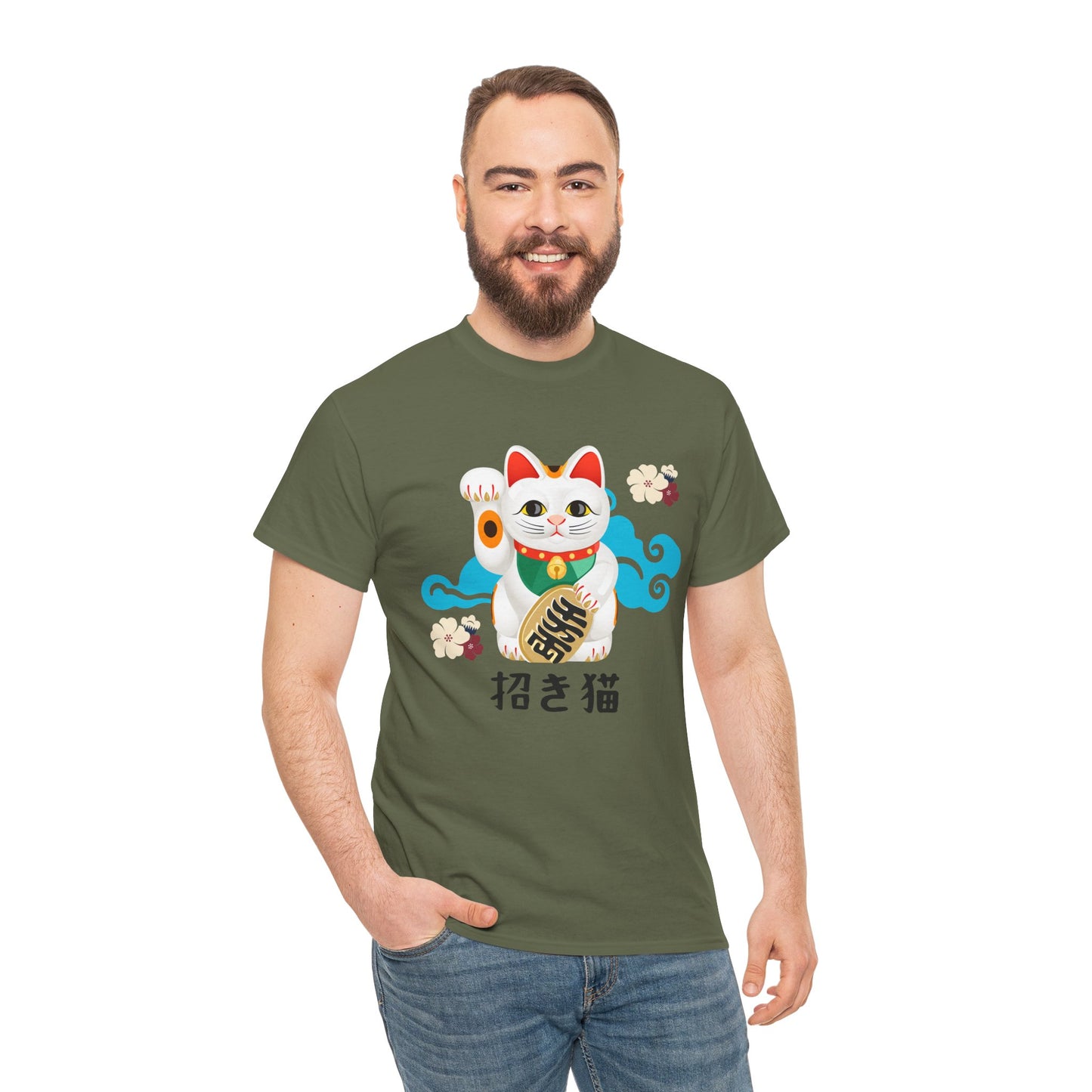 NekoPunch Original T-Shirt – “Lucky Cat” (招き猫) | Unisex Heavy Cotton Tee