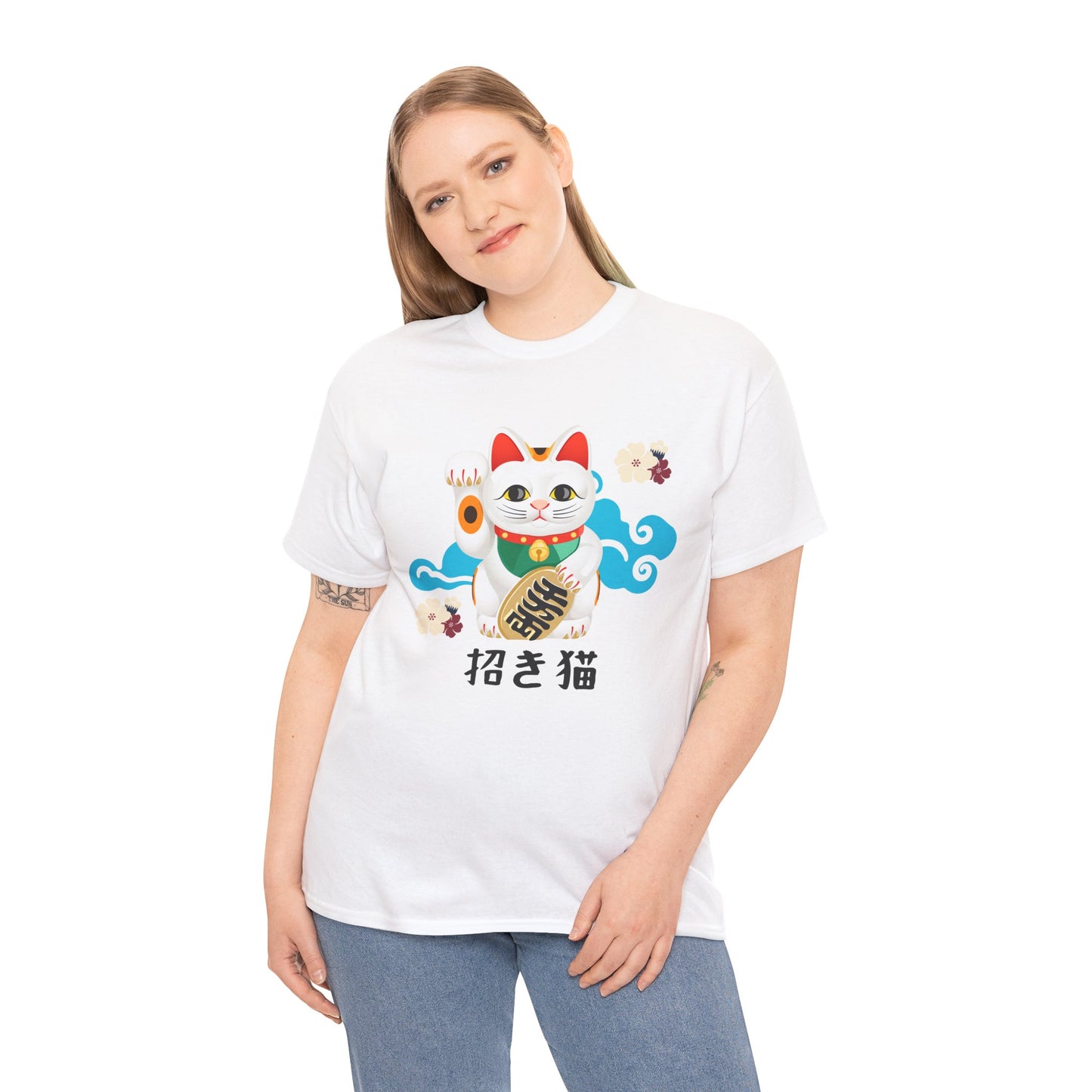 NekoPunch Original T-Shirt – “Lucky Cat” (招き猫) | Unisex Heavy Cotton Tee