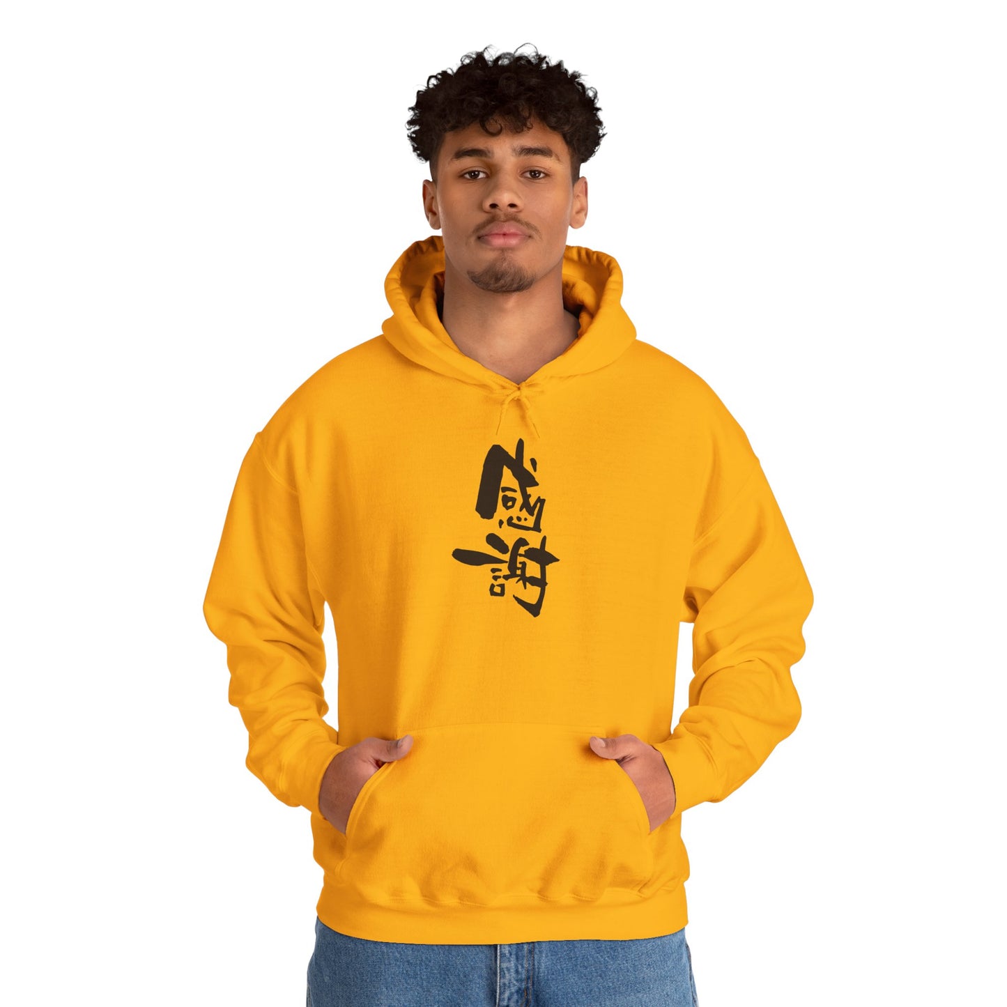 NekoPunch Original Hoodie – “Gratitude” (感謝) Japanese Calligraphy | Unisex Heavy Blend™