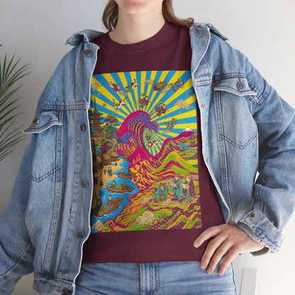 NekoPunch Original | Psychedelic Ocean Wave T-Shirt - Girl | Unisex Heavy Cotton Tee
