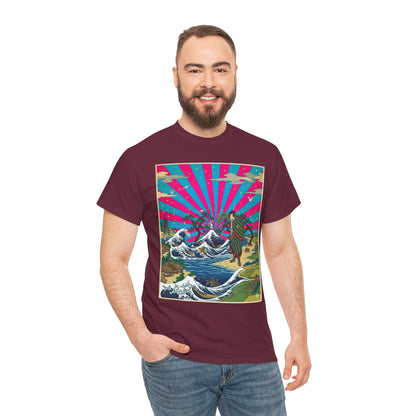 NekoPunch Original | Retro Japanese Wave & Beach T-Shirt - Samurai | Unisex Heavy Cotton Tee