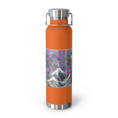 NekoPunch Original | 22oz Retro Japanese Wave & Beach Insulated Water Bottle - Samurai