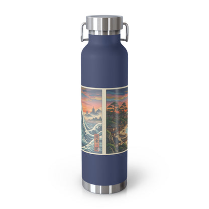 NekoPunch Original | 22oz Sunset & wave Mt. Fuji Surf Insulated Water Bottle